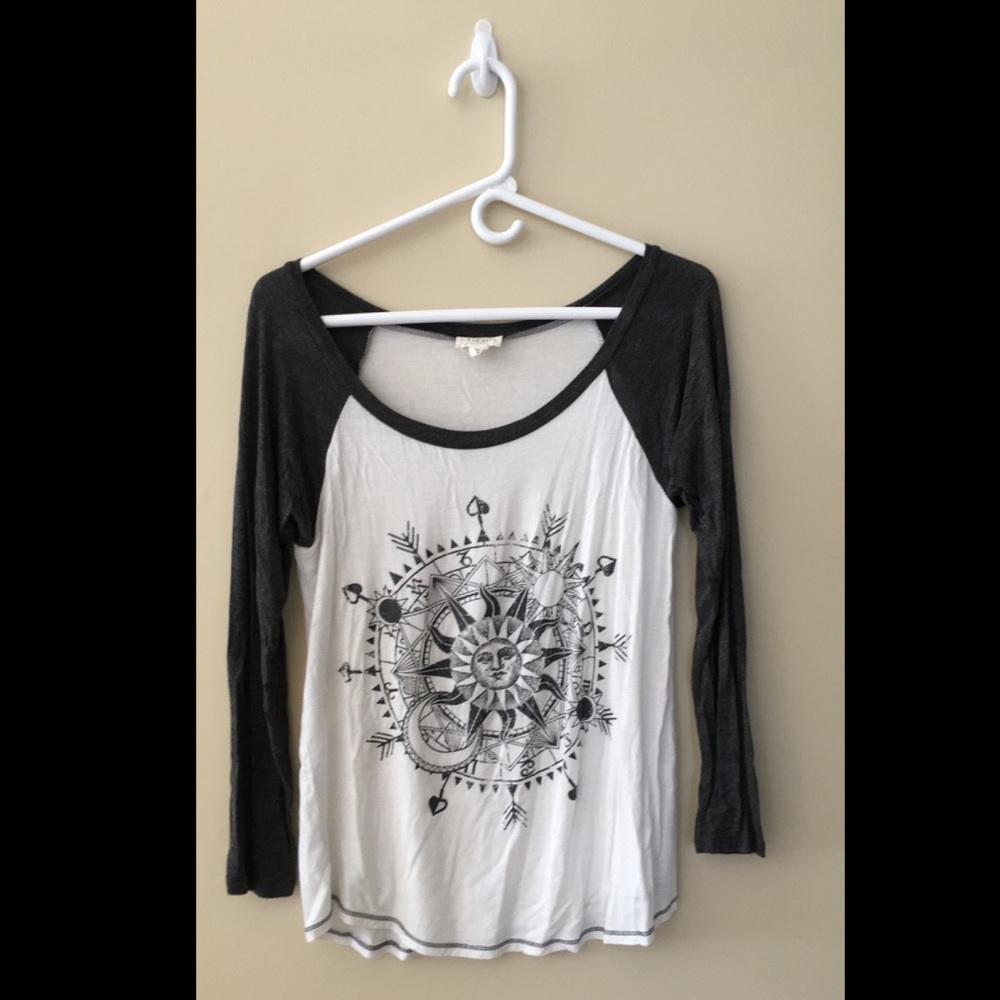 Quarter long sleeve moon and sun shirt